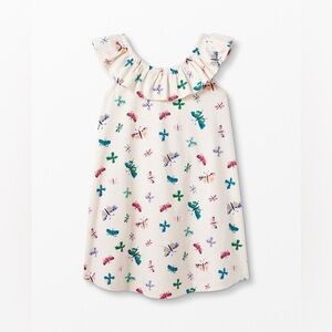 HANNA ANDERSSON Ruffle Neck Swing Twirl Dress in Butterfly Ecru Size 130 US 8